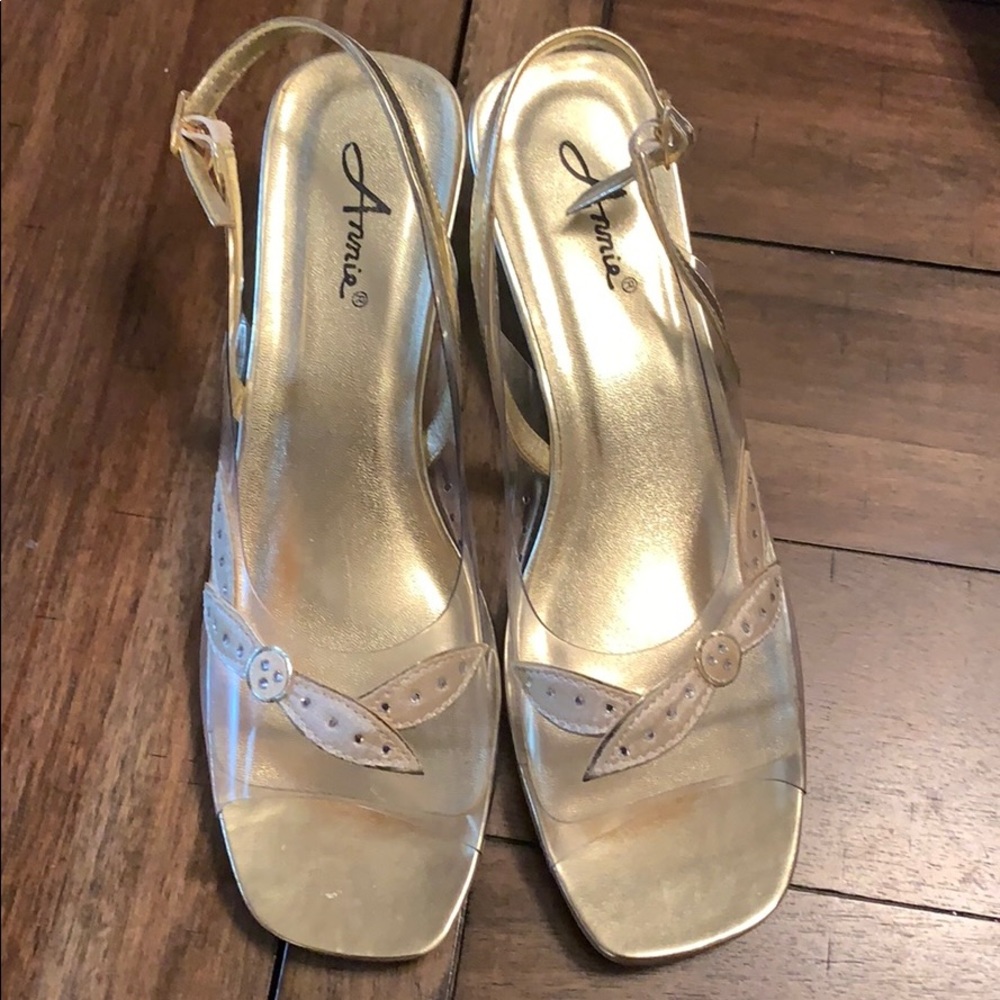 Annie Open Toe Wedge Clear Slingbacks Size 10M